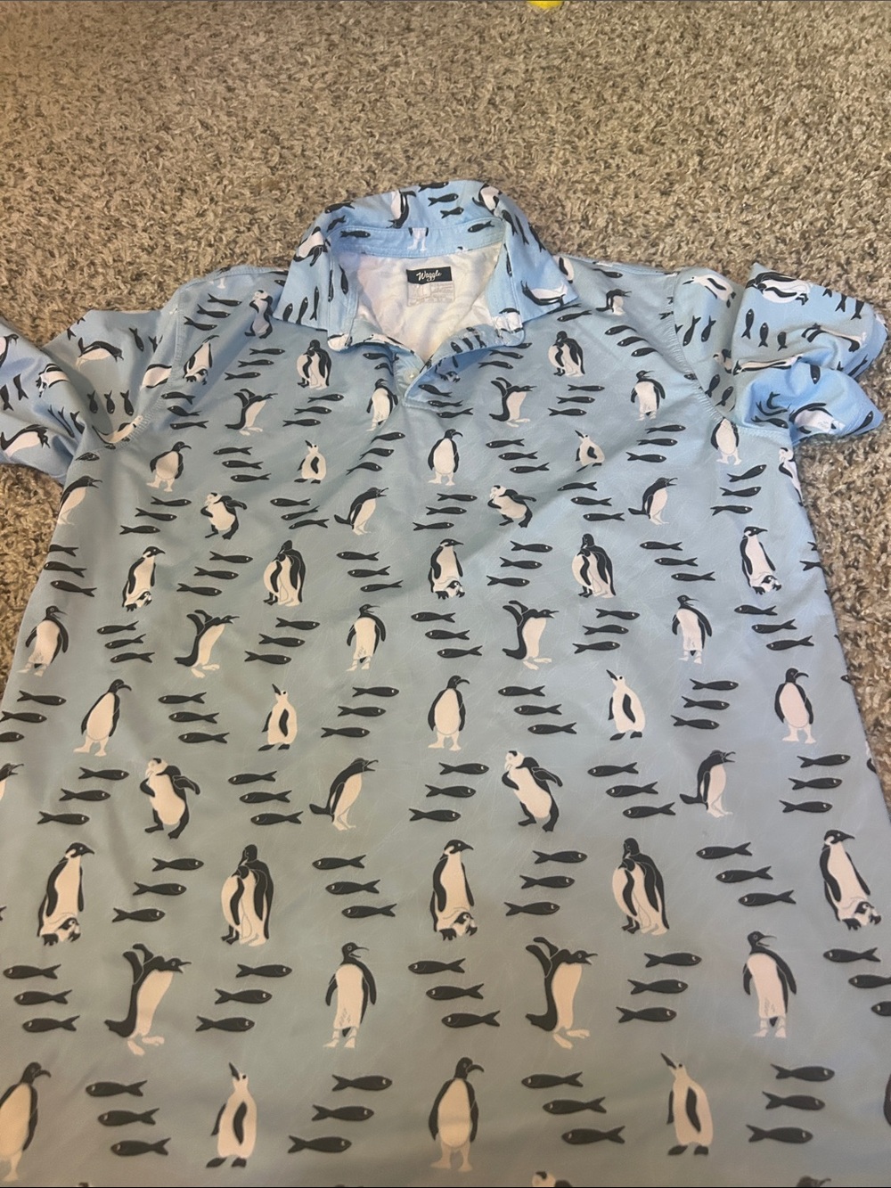 Unbranded Light Blue Penguin-Print Polo for Kids